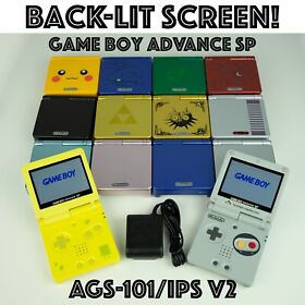 Nintendo Game Boy Advance SP with Charger AGS-101/IPS V2 Back-lit Screen