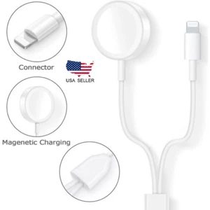 2 in 1 Smart Watch Charger for Apple Watch 7/6/5/4/3/2/1 & iPhone Charger Cable - Picture 1 of 4