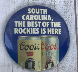 VINTAGE SOUTH CAROLINA THE BEST OF THE ROCKIES IS HERE COORS BEER PIN - Picture 1 of 2