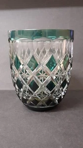 VAL SAINT LAMBERT ST GREEN OVERLAY CUT TO CLEAR VASE - Bild 1 von 10