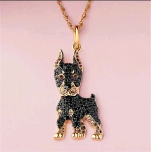 Collier Doberman en strass, avec chaîne de 50 cm, Neuf - Imagen 1 de 1