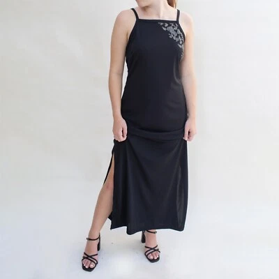 Sexy Maxi Vestido Floral La Belle Años 90 De Colección M Spandex Dividido Noche Baile Bruja Foto 1 de 4