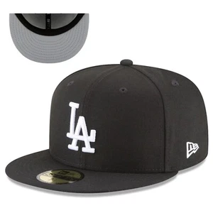 Los Angeles Dodgers MLB Basic Black on White 59Fifty Fitted Hat - Picture 1 of 2