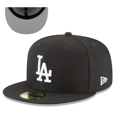 Los Angeles Dodgers MLB Basic Black on White 59Fifty Fitted Hat - Image 1 of 2