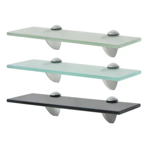 Floating Bookshelf Wall Mount Storage Bookcase Bathroom Tempered Glass Shelf - Picture 1 of 13