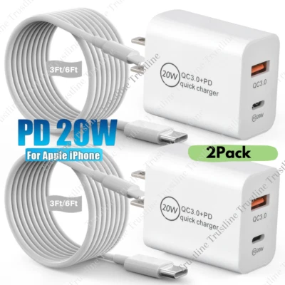 Cargador Rápido 20W PD USB C a iPhone Cable Tipo C Adaptador Para iPhone 14/13/12 Pro Foto 1 de 4