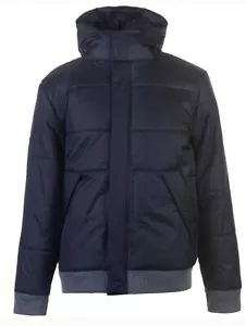 LEE COOPER Men's Blue Navy Padded Ribbed Hooded Jacket Coat SIZE S #600860 BNWT - Picture 1 of 12