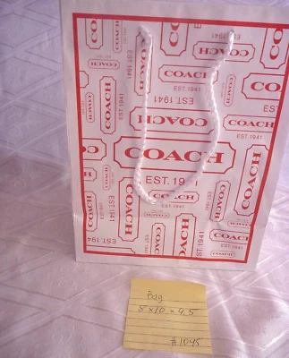 New Vintage COACH Gift Shopping Paper Bag White Red Logo 90s Y2K Small 10x8x4.5 - Image 1 of 3
