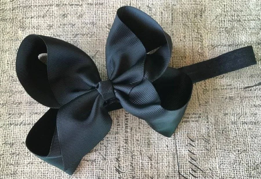 Large 6" Bow Headband Fall Autumn Halloween Thanksgiving Black Orange Brown Gold - Image 1 of 1