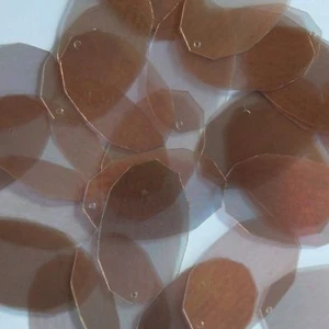 Facet Gem Oval Sequin 1.25" Bronze Crystal Rainbow Iris Iridescent Paillettes - Picture 1 of 2
