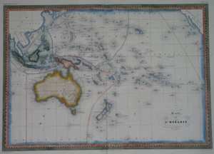 1838 XL RARE ORIGINAL MAP AUSTRALIA OCEANIA PAPUA NEW ZEALAND HAWAII GUAM SYDNEY - Picture 1 of 9