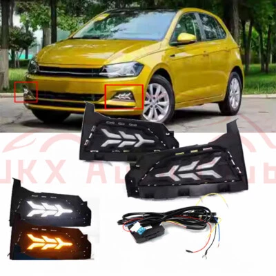 For Volkswagen Polo 2017-20 Pair Dynamic Signal Light LED DRL Fog Lamp Replace c - Image 1 of 4