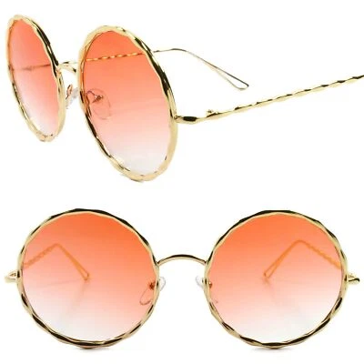 Круглые солнцезащитные очки женщин Sexy высокого класса шик гладкий дизайн оранжевый объектив золотой оправы - Изображение 1 из 4