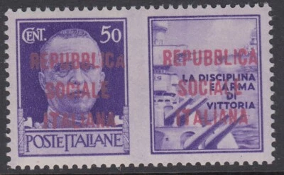 ITALIA RSI - Social Rep - War Propag n.45 cv 1800 $ embalaje original Firenze Lilla Carmine MNH** Foto 1 de 2
