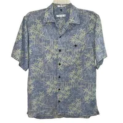 Camisa azul abotonada manga corta de seda para hombre Geoffrey Beene talla M hawaiana Foto 1 de 4