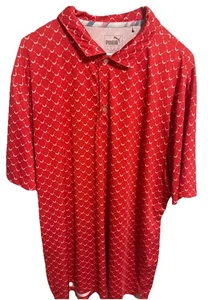 Puma Volition America Poloshirt Herren XL rot All Over Print Performance Golf - Bild 1 von 5