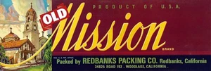 Old Mission Brand, Original Crate Label, Circa 1950's, 12.00x4.00" - Picture 1 of 1