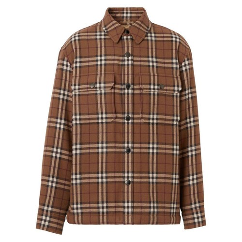 Giacca camicia Burberry check marrone betulla 8057372 35261984