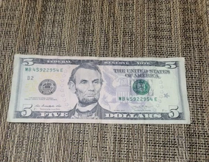2013 $5 Bill Tri Radar Bookend Fancy Serial Number  Very Cool 98.7% - Picture 1 of 3