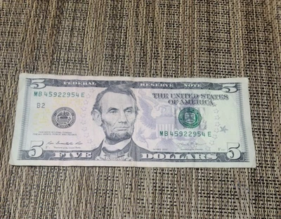 2013 $5 Bill Tri Radar Bookend Fancy Serial Number  Very Cool 98.7% - Image 1 of 3