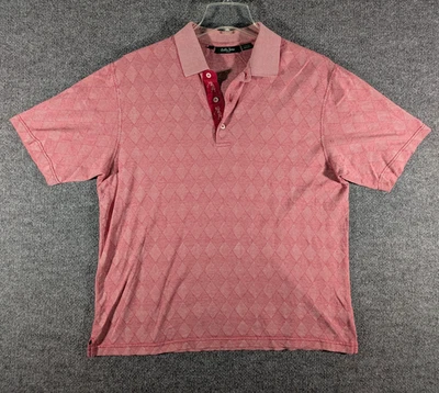 Camisa polo masculina vintage Bobby Jones tamanho grande golfe padrão diamante vermelho - Imagem 1 de 4