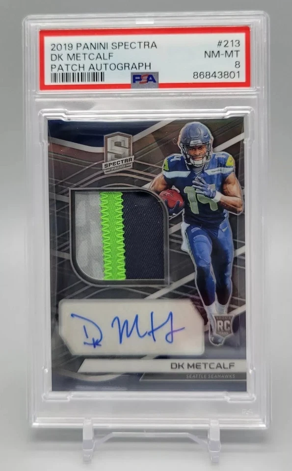 2019 Panini Spectra DK Metcalf Rookie Patch Auto SP RPA /99 PSA 8 *Player-Worn* - Image 1 of 2