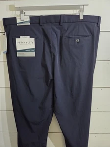Perry Ellis Portfolio Travel Lux Pants Slim Performance Golf Nylon Navy 38x32 - Picture 1 of 12