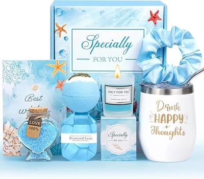Regalos de cumpleaños para mujer, cesta de regalo de spa única para mujer, regalo de cuidado personal en el océano Foto 1 de 4