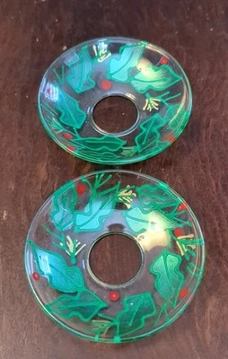 Juego de 2 receptores de goteo de cera de vela cónica de acebo de Navidad de 3" Foto 1 de 4