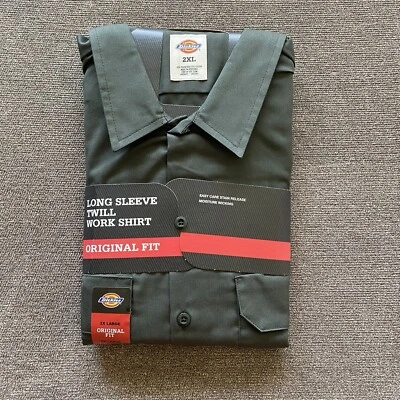 Camisa de Trabajo Dickie’s Hombre’s 574 Manga Larga Sarga Botón, Verde Oliva Talla 2XL Foto 1 de 4