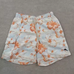 Tommy Bahama Swim Trunks Mens Small White Orange Floral Drawstring Mesh Lined - Picture 1 of 10