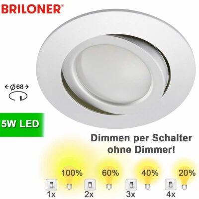 Spot Led Da Incasso Lampada Faretto Dimmerabile Senza Dimmer Con Interruttore 5W - Immagine 1 di 4