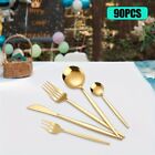 Elegant 90Pcs Gold And Silver Stainless Steel Flatware Set - Durable