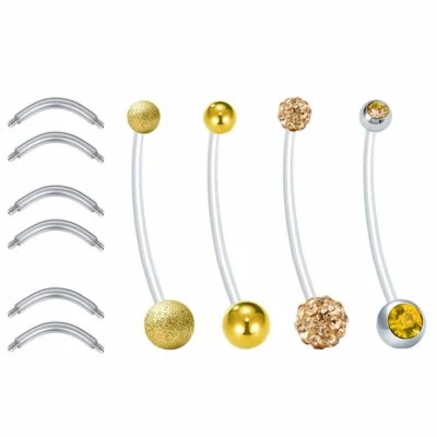 Anillos ombligo flexibles para maternidad deportiva 4 piezas 14G anillos ombligo ombligo Foto 1 de 4