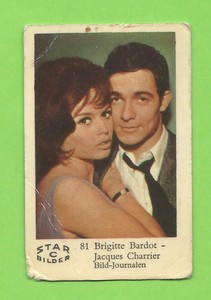 1962 Dutch Gum Card Star Bilder C #81 Brigitte Bardot and Jacques Charrier