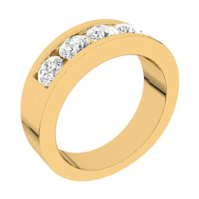 Anillo de compromiso para hombre I1 G 1,25 quilates corte redondo diamante oro amarillo 14K conjunto de canales Foto 1 de 4