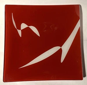 mcm ABSTRACT DESIGN FUSED GLASS TRAY 8" - Picture 1 of 12