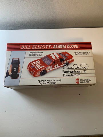 BILL ELLIOTT #11 BUDWEISER ALARM CLOCK COLUMBIA TEL-COM 1993 NEW Sealed KC Cover