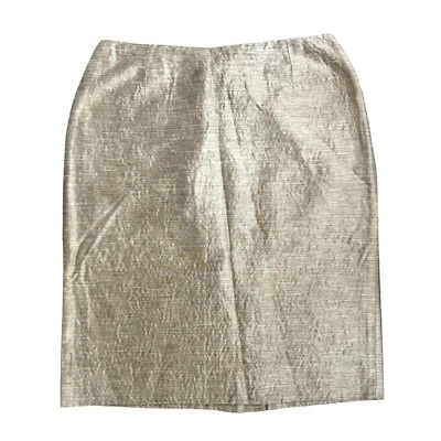 Dana Buchman Silk Skirt Womens 10 Pencil Striped 90s Preppy Shiney Classic Work - Image 1 of 4