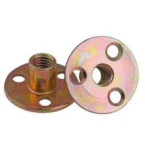 M8 M10 Zinc plated Round Base T nut with Three Brad Hole Furniture Tee Nut  - Picture 1 of 10