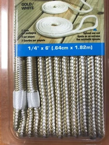 LÍNEAS GUARDABARROS 1/4" X 6 PIES EMPALME OJO DORADO/BLANCO 41891 cuerda trenzada línea barco - Imagen 1 de 1