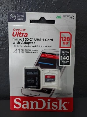 Sandisk Ultra 128GB MicroSD with SD Adapter A1 140MB/s  - Image 1 of 3