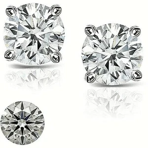 2 Ct Round Cut VVS1/D Lab Created Stud Earrings 14k Solid White Gold Value $995 - Picture 1 of 10