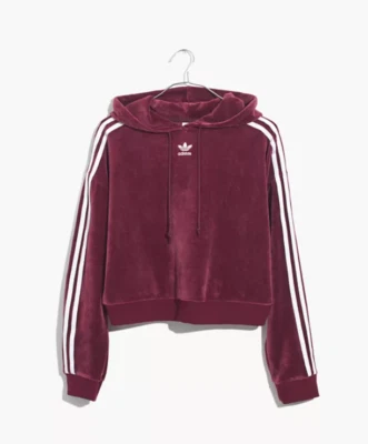 Adidas Velvet Cropped Pullover Sweatshirt Size XS - Image 1 of 4