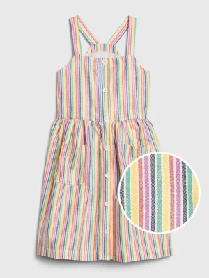 GAP NIÑA ARCO IRIS RAYAS VERANO PATIO VESTIDO $49.95 TALLA 14-16 NUEVO CON ETIQUETAS Foto 1 de 4