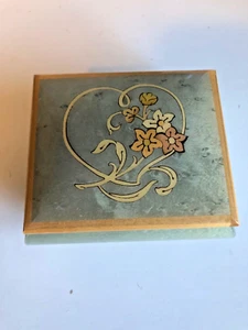 Vintage Wood Inlay  Music Box Italian  Works Great Plays "Memory" - Picture 1 of 3