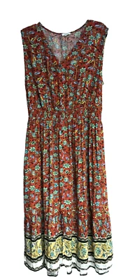 Pinup Fashion Woman's Sz 22 Red Floral Dress Sleeveless Midi - Image 1 of 4