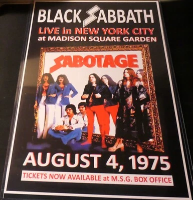 BLACK SABBATH 1975 MADISON SQUARE GARDEN REPLICA CONCERT POSTER - Image 1 of 2