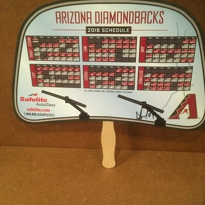 RARE 2018 ARIZONA DIAMONDBACKS SCHEDULE Safelite Windshield Leyba Autograph 15" - Image 1 of 4