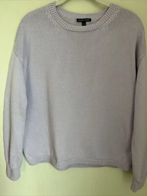 Suéter Tejido Algodón Orgánico Cuello Redondo Lavanda Púrpura Eileen Fisher XS Genial Foto 1 de 4